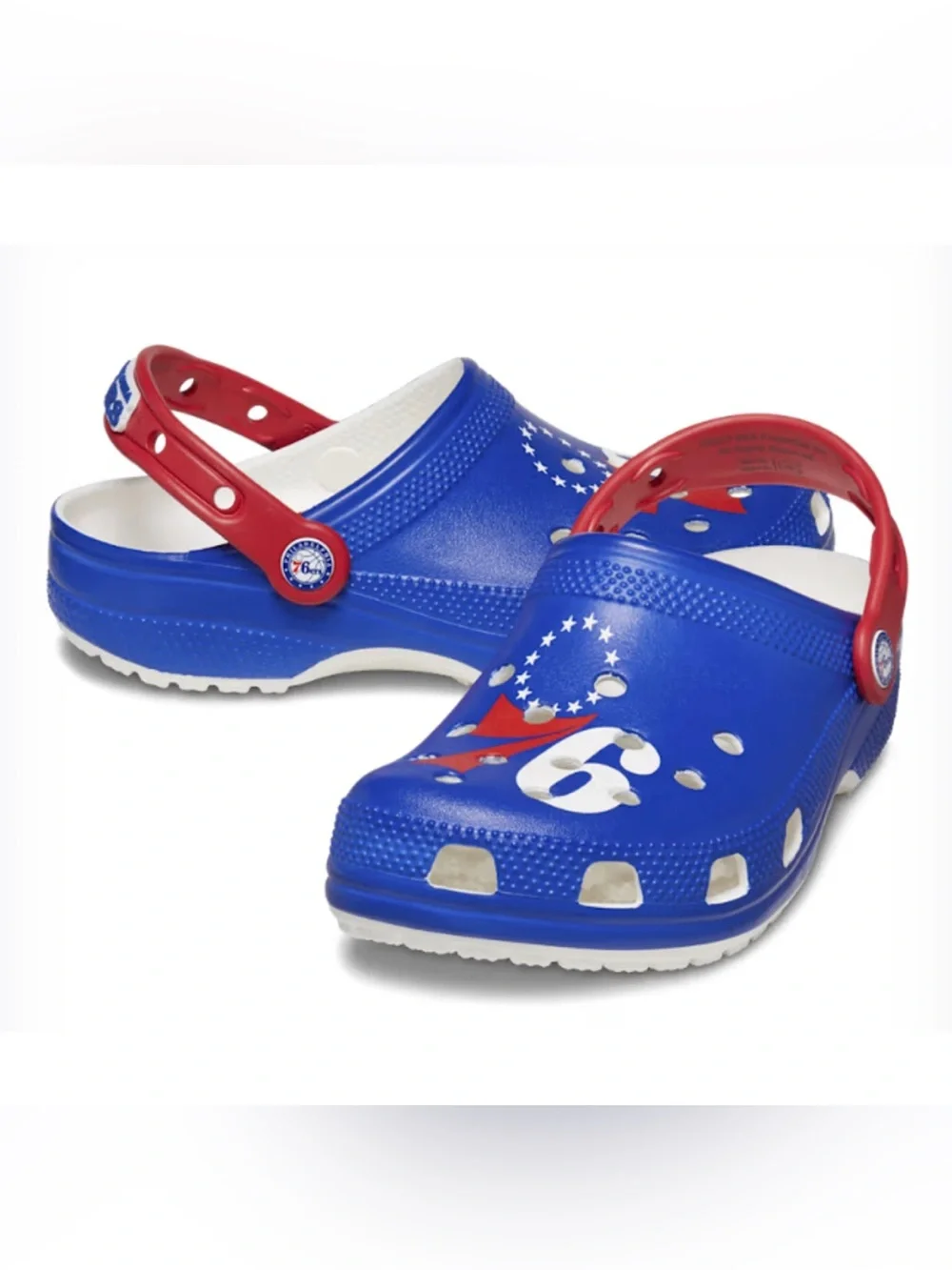 Crocs 76ers Classic Clogs (NEW mens red white blue logo)
